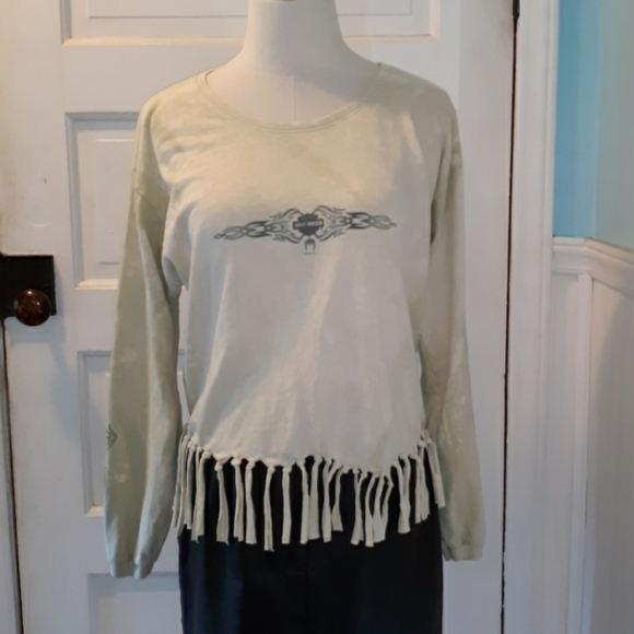Vintage Harley Davidson fringed bleach splatter - Picture 1 of 5